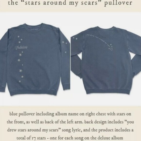 NWOT Taylor Swift - Stars Around My Scars Crewneck - Blue sz Sm - Picture 3 of 3